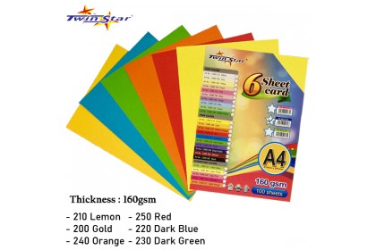 TS 3012-DC Twin Star Six Sheets Card A4 size / 160gsm (Dark colour)